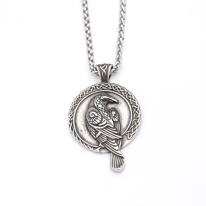 Wholesale Titanium Celtic Raven Pendant Stainless Steel Necklace